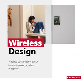 LiftMaster 885LM wall-mount design offers flexible placement in your garage.