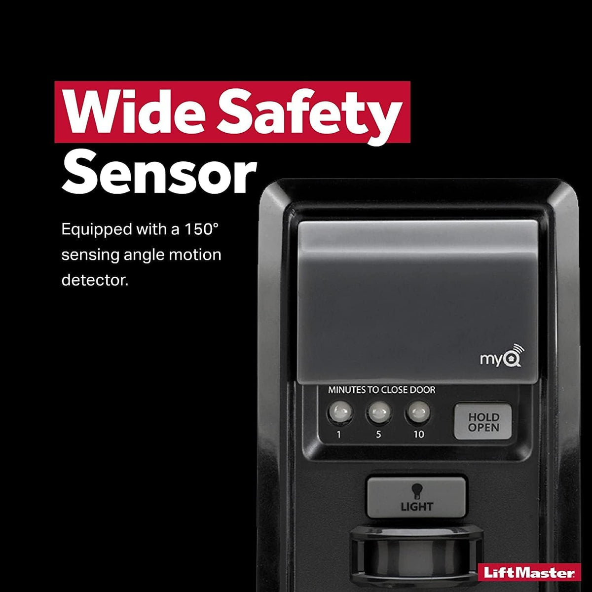 LiftMaster 889LMMC control panel close-up highlighting remotes