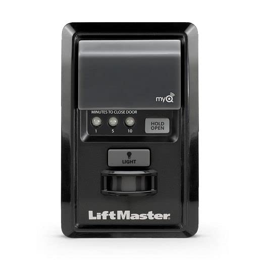 LiftMaster 889LMMC wall panel front view showing MYQ-ready control