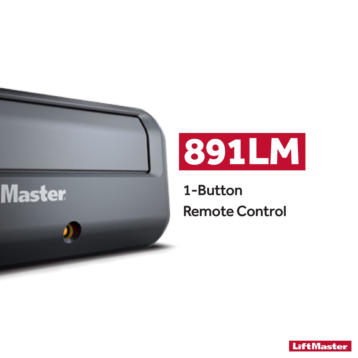 LiftMaster 891LM remote back view highlighting compact design and Security+ 2.0.