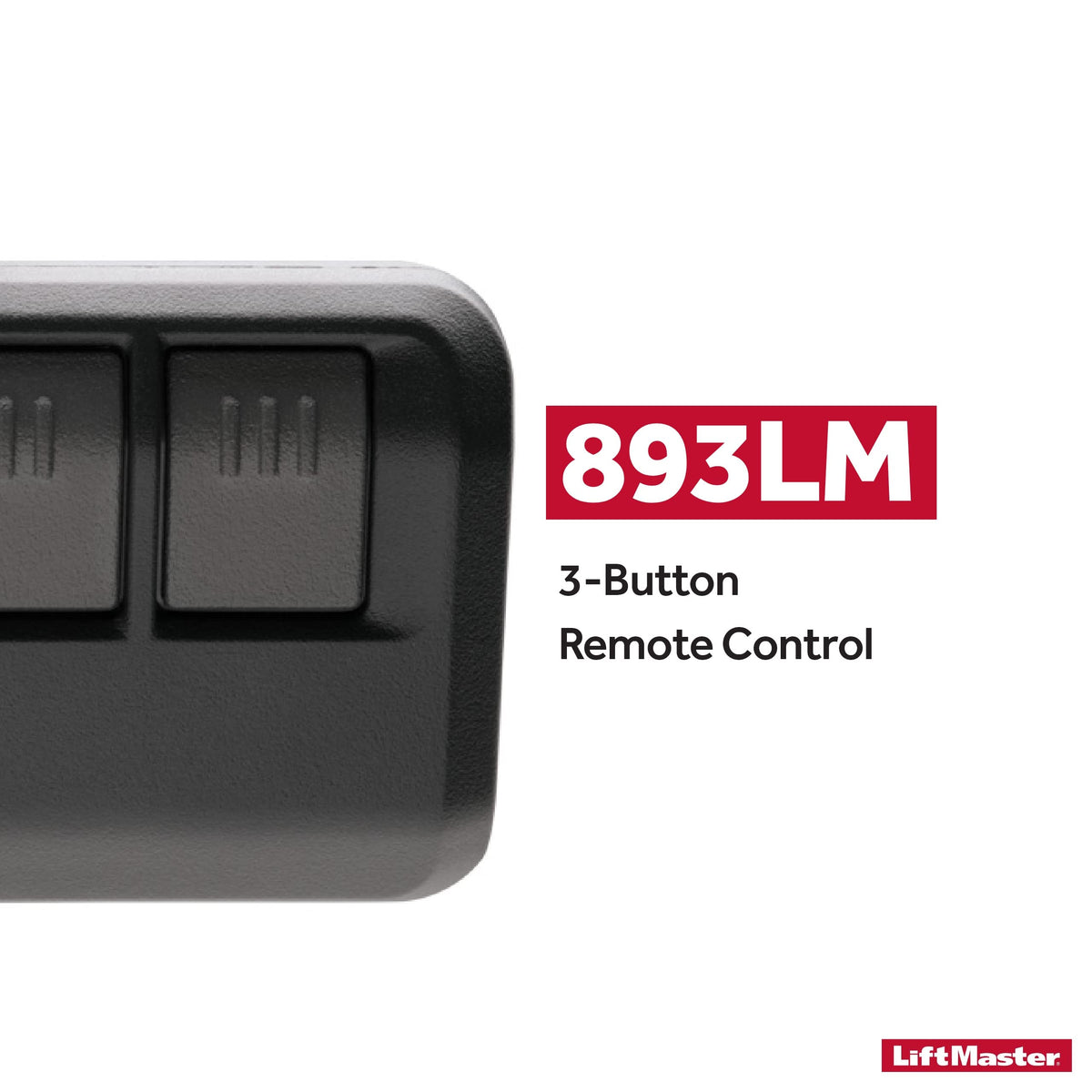 LiftMaster 893Max remote buttons close-up for quick multi-door control.