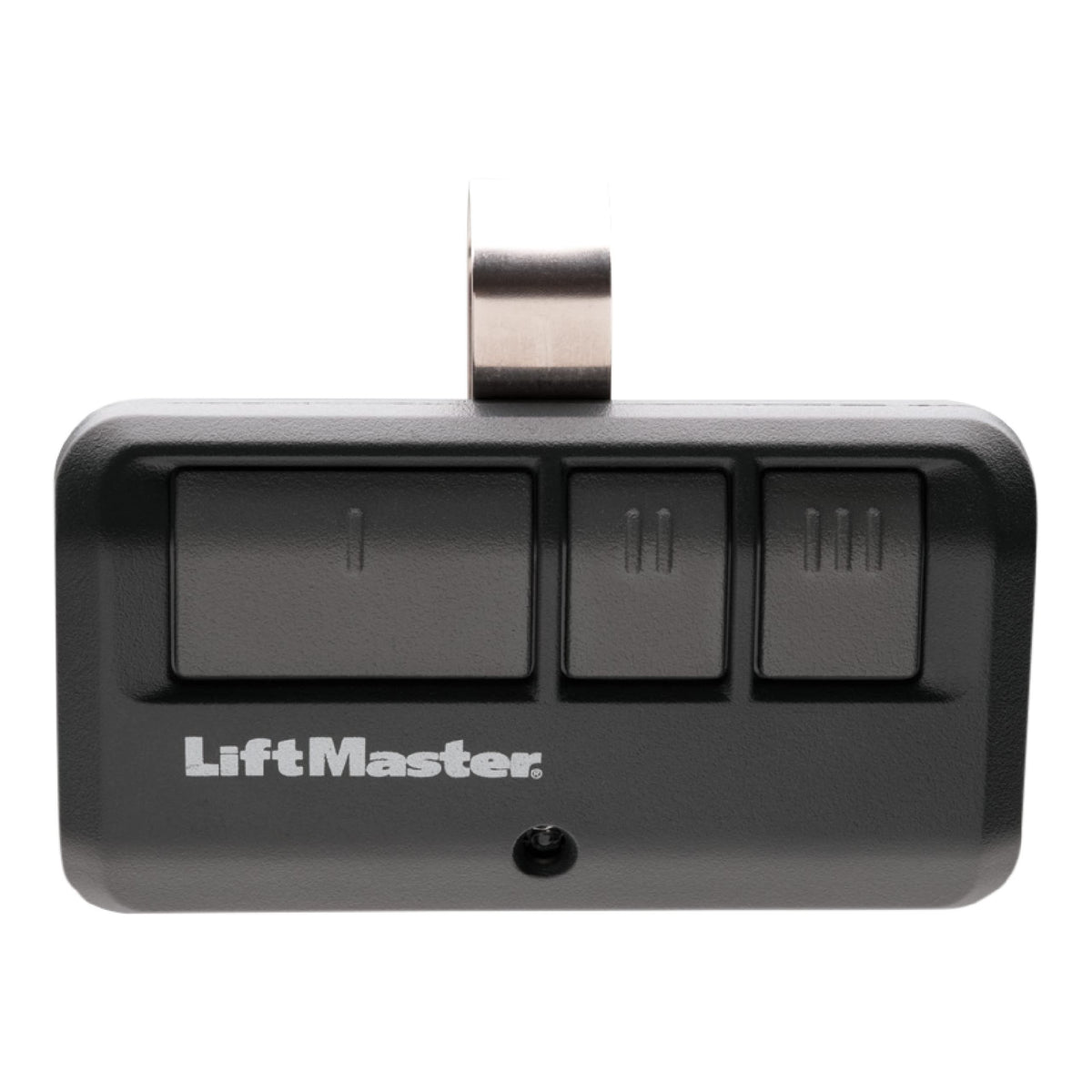 LiftMaster 893Max remote front view with three-button layout for multiple controls.