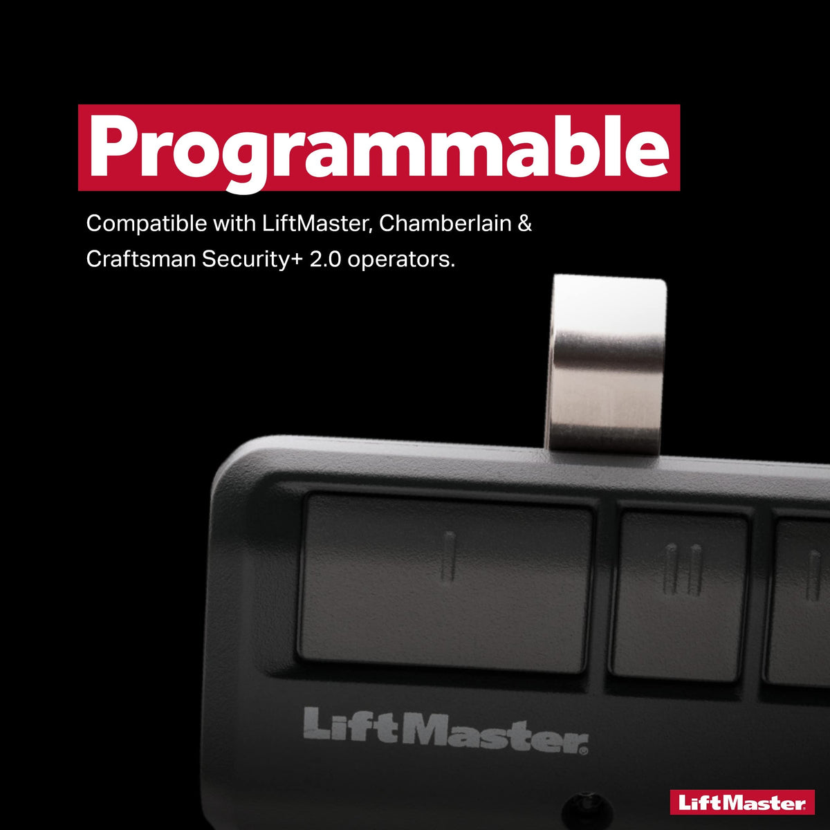 LiftMaster Security+ rolling code enhances secure access on every use.