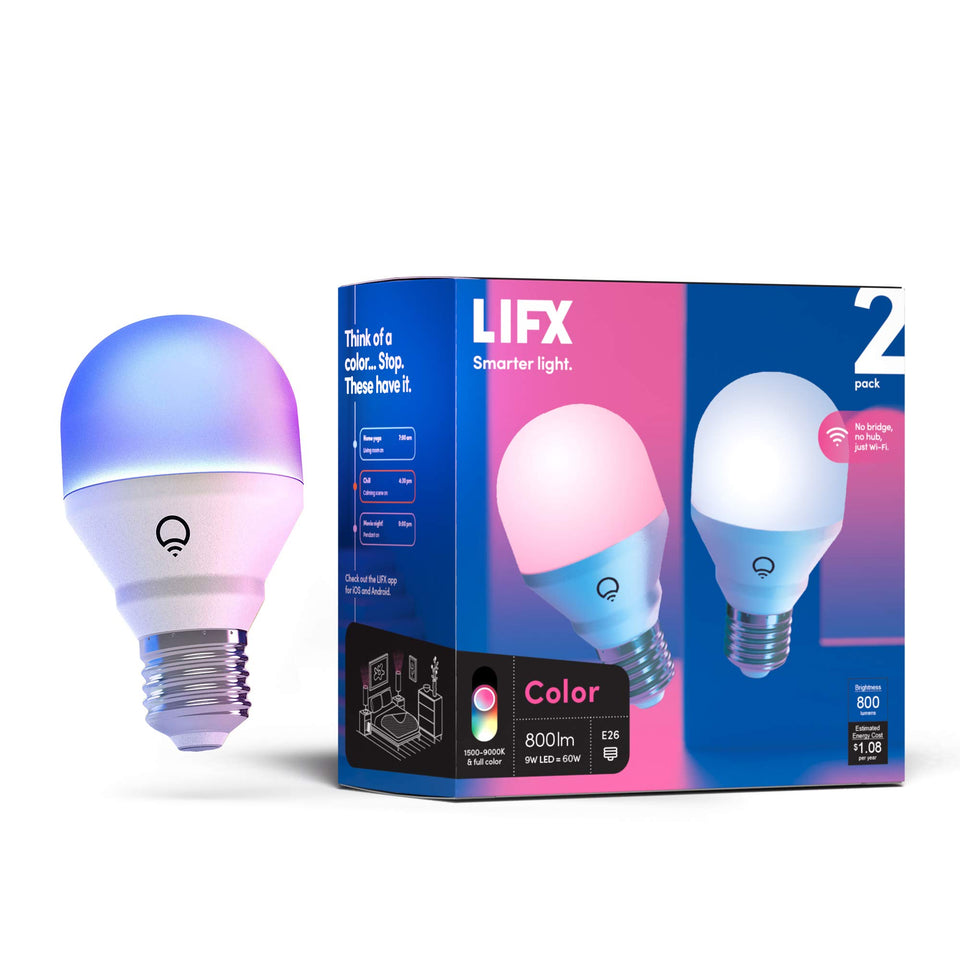 LIFX Color Smart Bulbs illuminate mood lighting with vibrant colors.