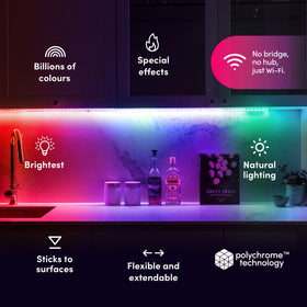 LIFX cuttable extendable strip installed under cabinet for precise fit