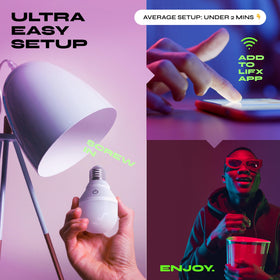 LIFX 235° beam spreads light evenly across larger spaces.