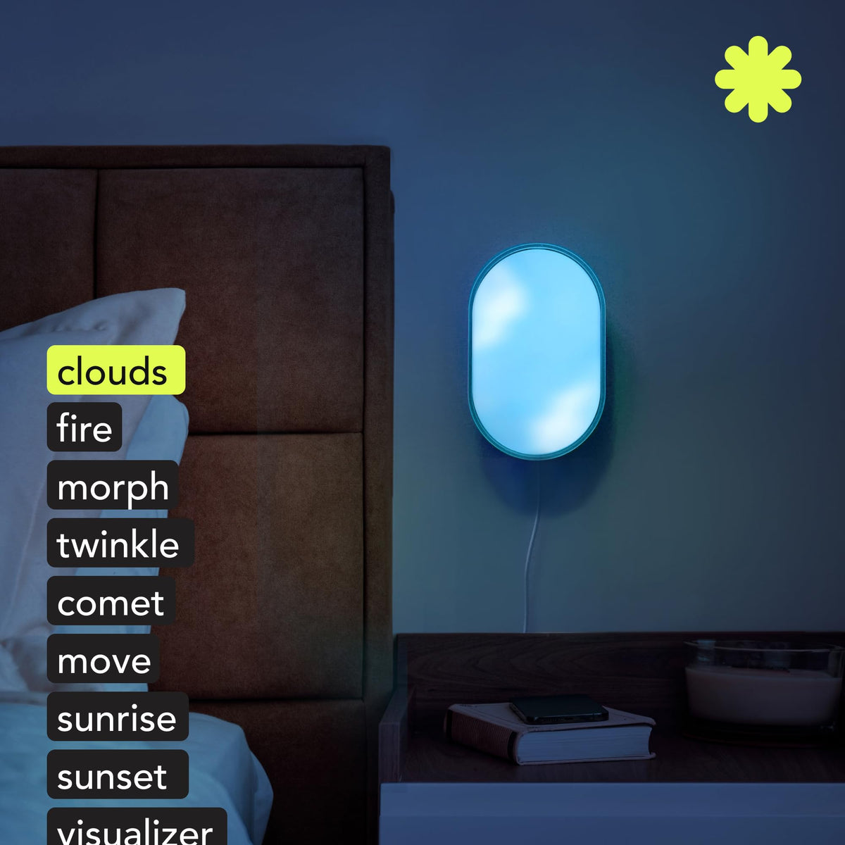 LIFX Luna polychrome lighting highlights multiple colors for mood lighting and creative setups.