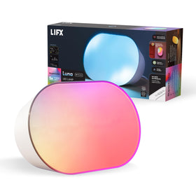 LIFX Luna table setup shows bright 1000-lumen light for work or study.