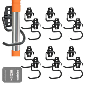 Light Dust broom holder wall mount with 12-pack keeps long tools tidy.