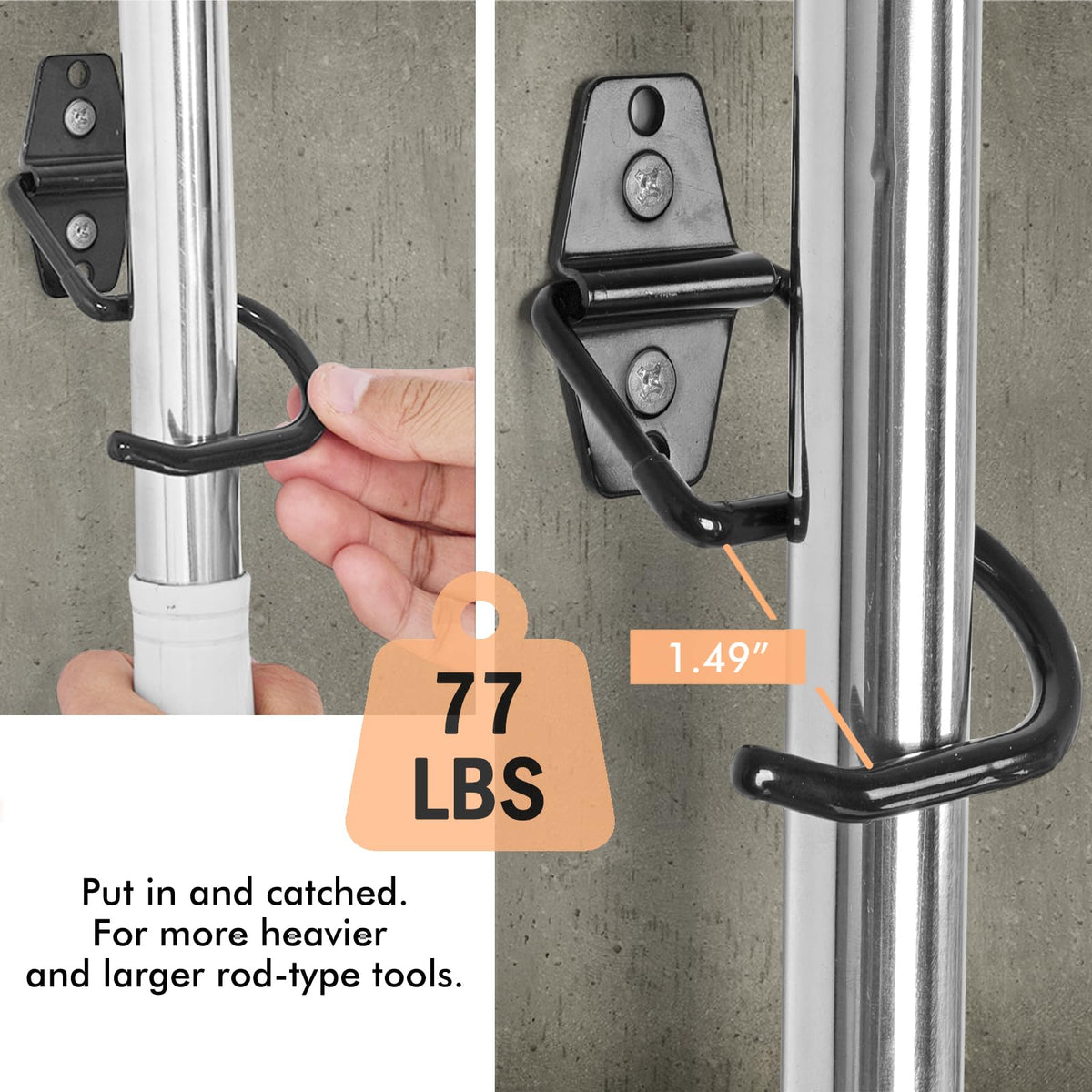 Light Dust front-back pole grip prevents sliding for upright storage.