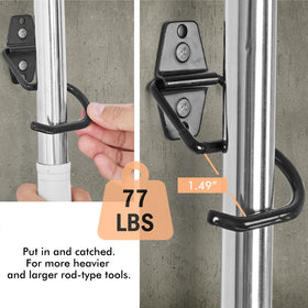 Light Dust front-back pole grip prevents sliding for upright storage.