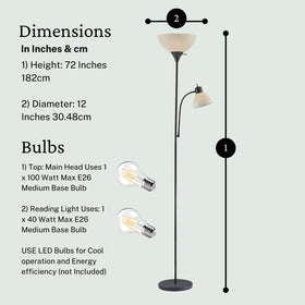LIGHTACCENTS tall floor lamp offers adjustable lighting for reading, studying, or relaxing evenings.