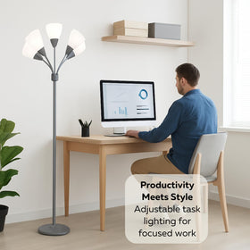 Five E12 bulbs required (not included) for energy-efficient, focused brightness.