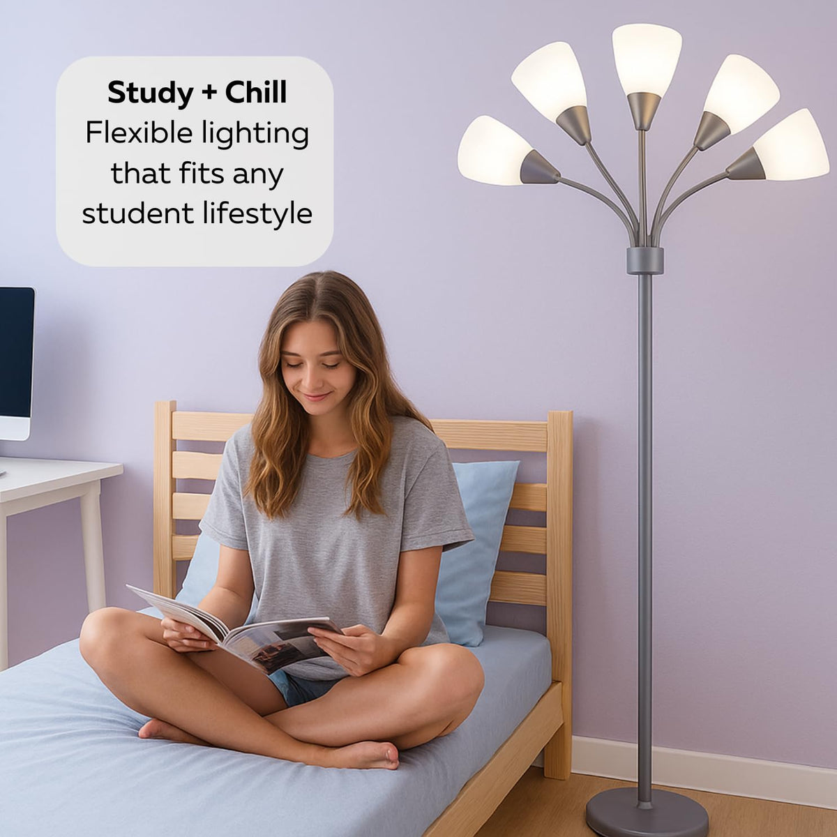 Weighted base prevents tipping in busy homes with kids or pets.