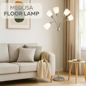Medusa lamp base features a weighted bottom for stable floor placement.