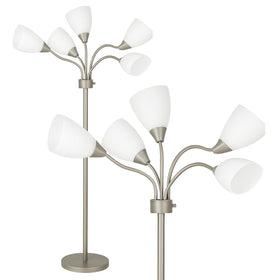 LIGHTACCENTS Medusa lamp with silver finish and five shades for versatile living room lighting.