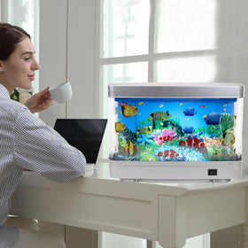 Lightahead compact 9x10 inch lamp fits desks and shelves neatly.