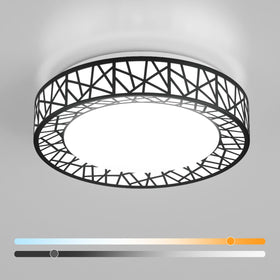 Lightania 12-inch flush mount with black frame for a sleek, modern ceiling.