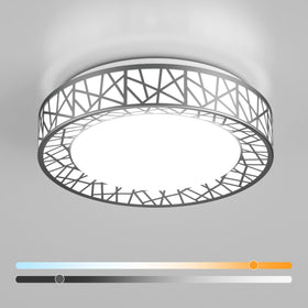 Lightania 12-inch flush mount light in brushed nickel for a clean, contemporary ceiling look.