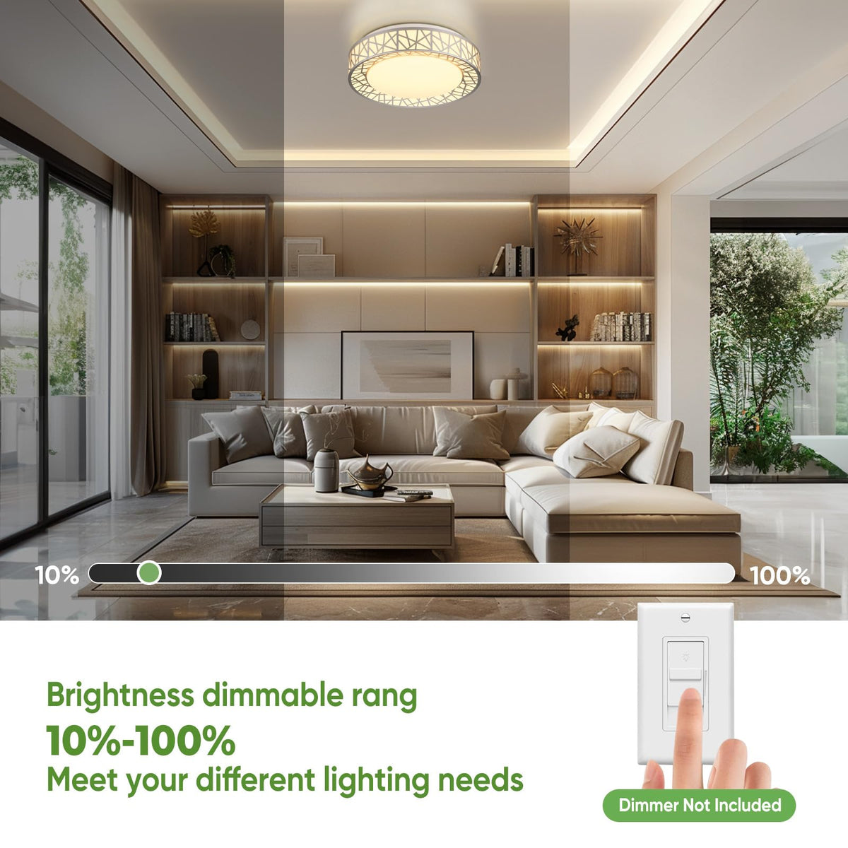 Lightania dimmable fixture provides customizable brightness for daily activities.