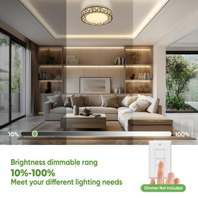 Lightania dimmable ceiling light provides smooth brightness control for ambiance and tasks.