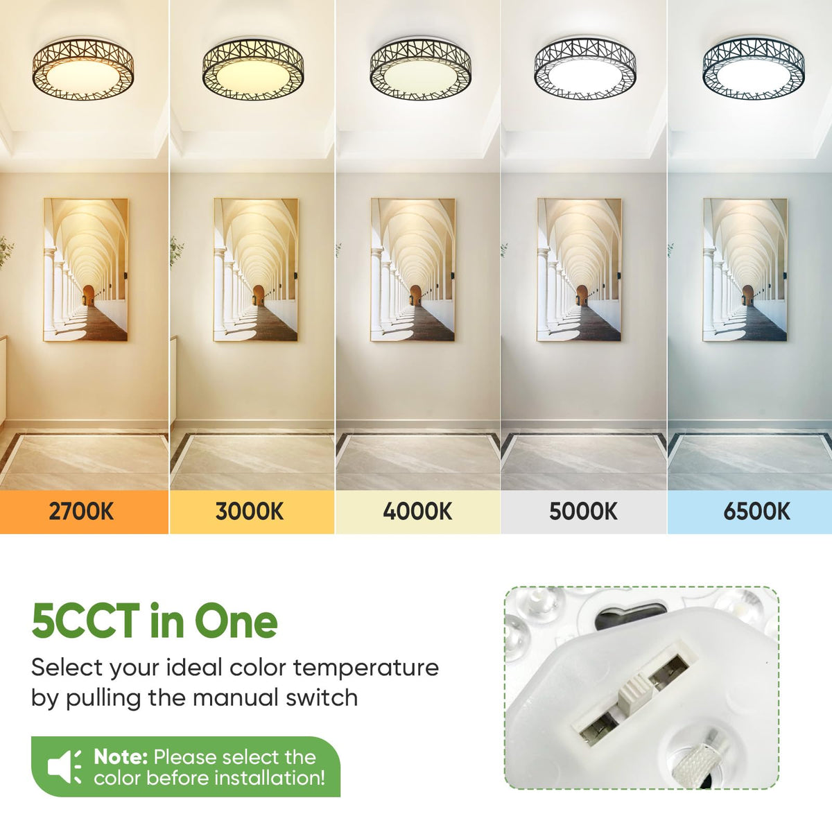 Lightania five-temperature switch showcases warm to cool options for any mood.
