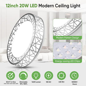 Lightania LED ceiling light, 20W, 1400lm, delivers bright, even illumination for living spaces.