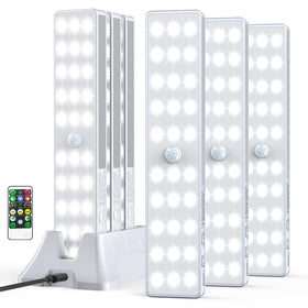 Lightbiz LED closet light with charging station illuminates wardrobe and charges devices.
