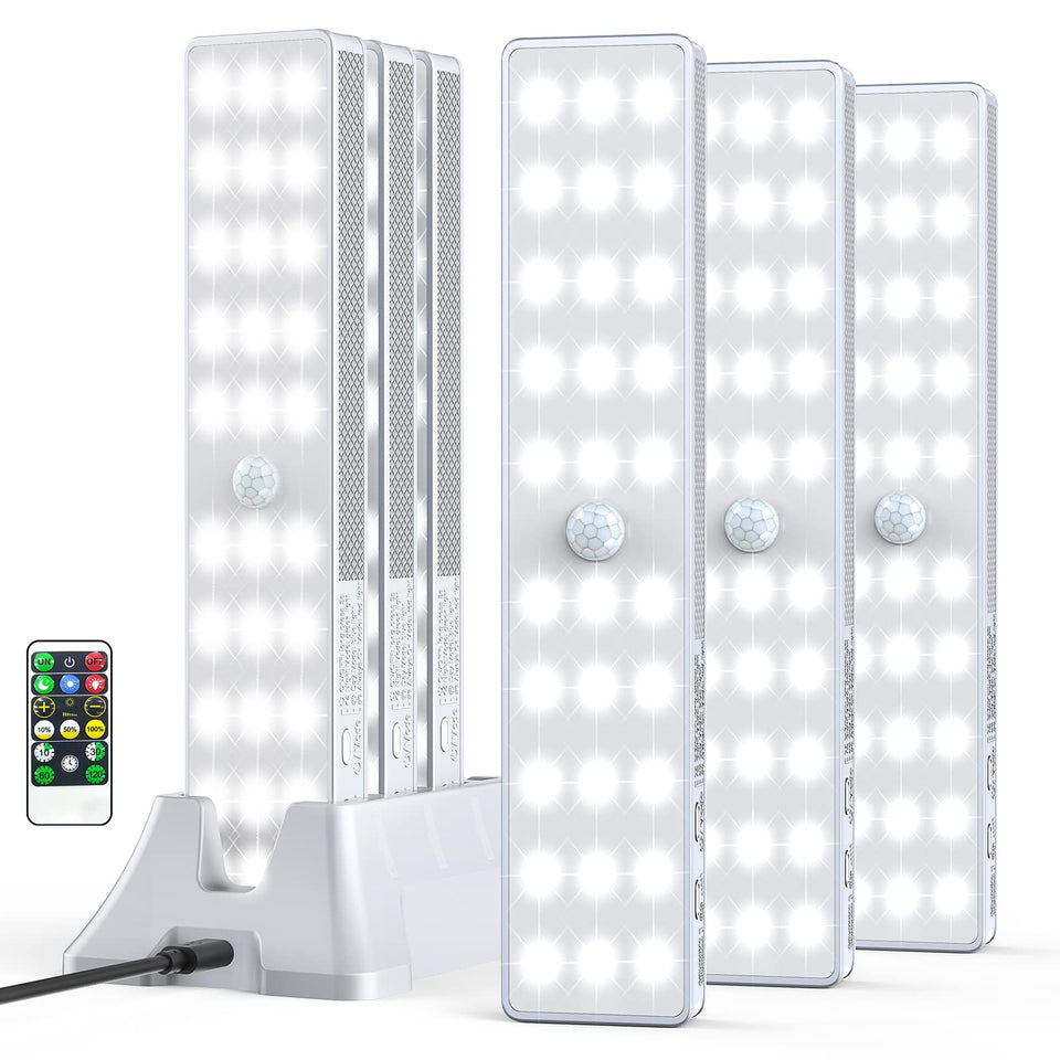 Lightbiz LED closet light with charging station illuminates wardrobe and charges devices.