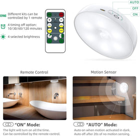 Lightbiz USB rechargeable puck light for quick under-cabinet illumination.
