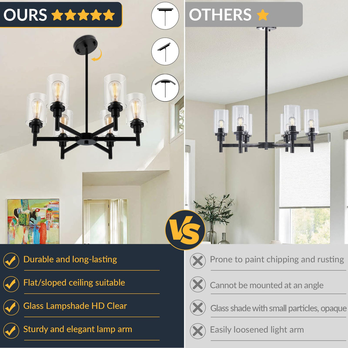 LIGHTDAMY entryway chandelier makes a dramatic first impression.