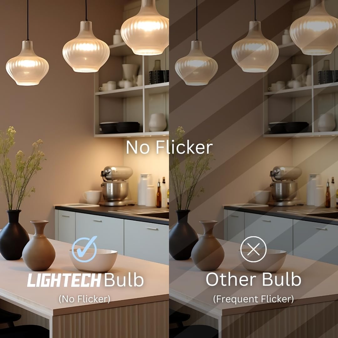Lightech A19 LED bulb in garage/utility area for clear visibility.