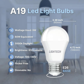 Lightech A19 LED bulbs 60W-equivalent provide bright daylight tasks