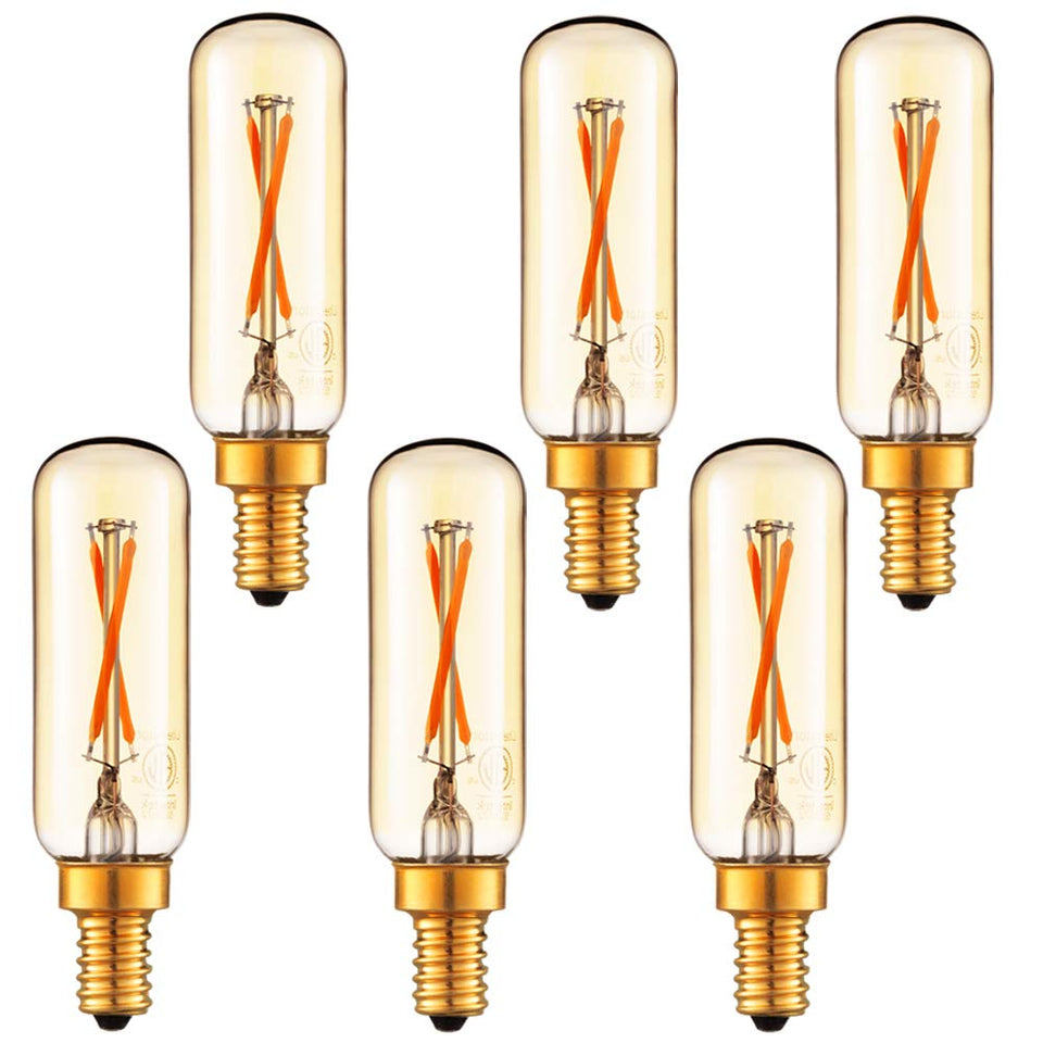 LiteHistory dimmable T6 LED bulb with amber 2200K glow for cozy spaces.
