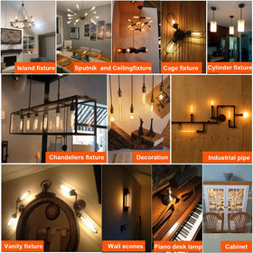 LiteHistory tubular bulb suits vanity, wall sconces, and industrial fixtures.