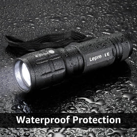 Lighting EVER LED flashlight aluminum body with IPX4 water resistance for durability.