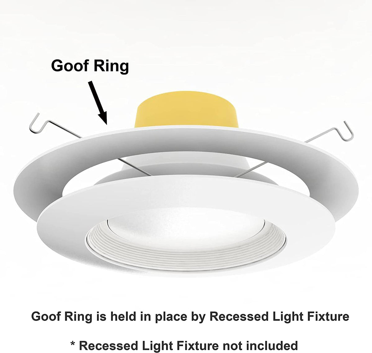 Lighting Labs goof trim ring covers torn drywall around trim for cleaner finish