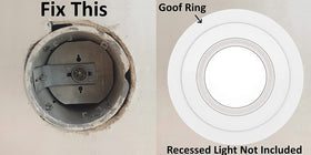Lighting Labs goof trim ring inner diameter shows 6.2 inches compatibility with standard cans