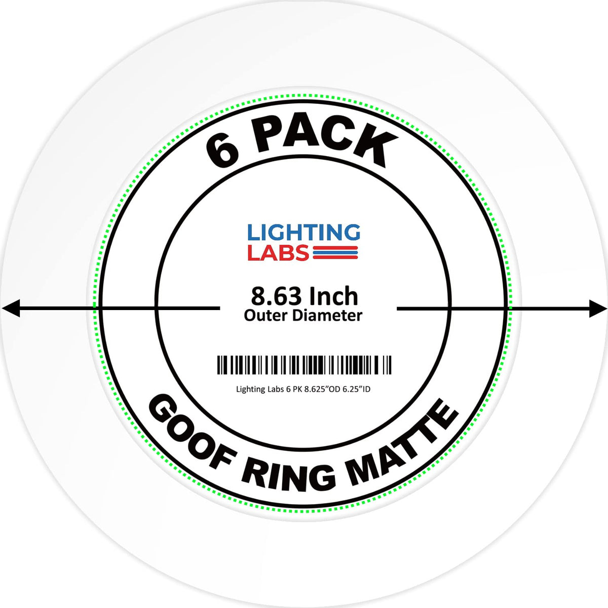 Lighting Labs goof trim ring outer diameter view shows 8.6-inch size for precise fit