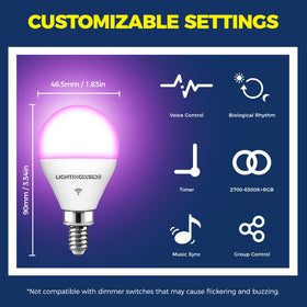 Lightinginside E12 smart bulb app remote control for lighting from anywhere.