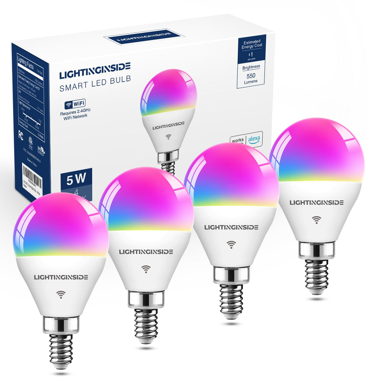Lightinginside E12 smart bulb with voice control for hands-free lighting in any room.