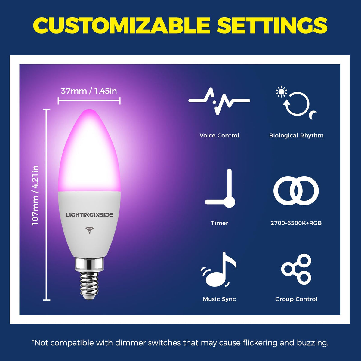 Lightinginside E12 bulbs with Bluetooth backup ensure local control when Wi‑Fi drops.