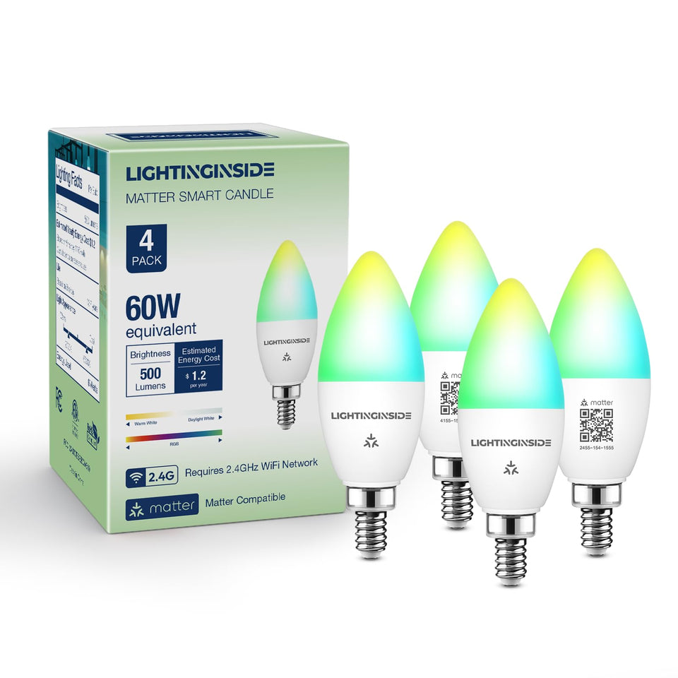 Lightinginside Matter candelabra bulb in chandelier for mood lighting and voice control