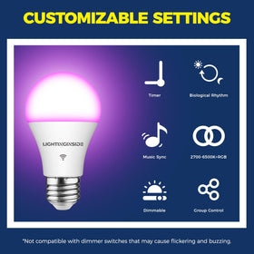 Lightinginside smart bulbs app control on a smartphone interface