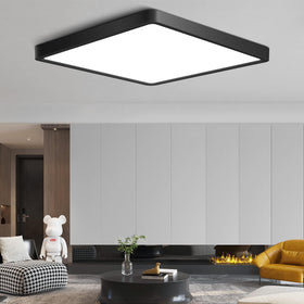 LightingWill 12-inch square LED ceiling light in black finish for even daylight in the bedroom