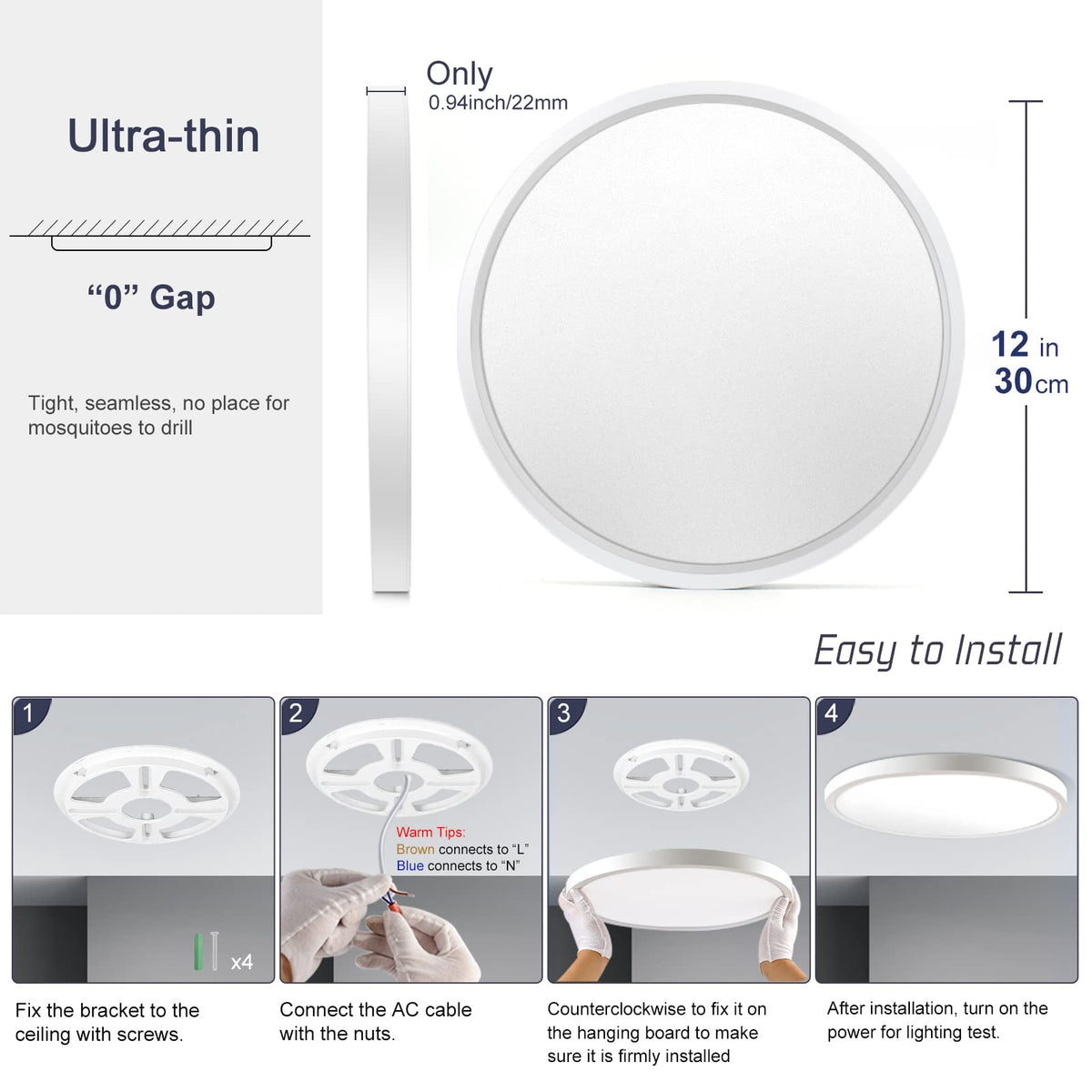 LightingWill two-step installation simplifies ceiling mounting quickly.