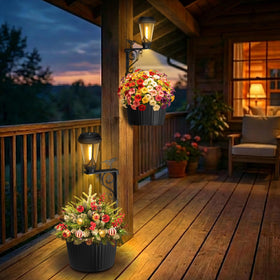 Lightkeeys solar light planter dual-side wall-mount illuminates pathways beautifully.