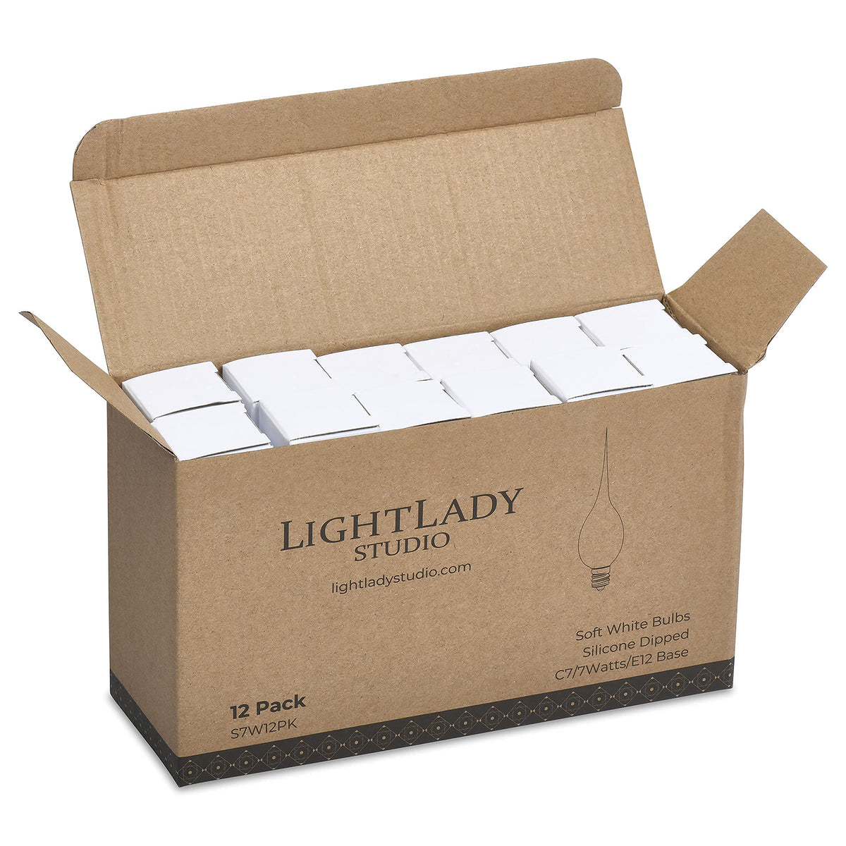 LightLady Studio white flame shaped design adds classic charm