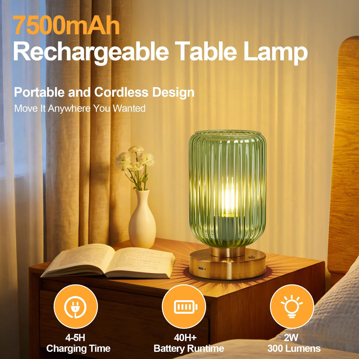 LightRound green glass shade adds subtle color in living room ambient lighting.