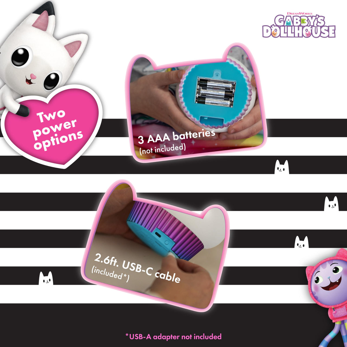 Cakey Cat night light with adjustable white levels for bedtime routines.